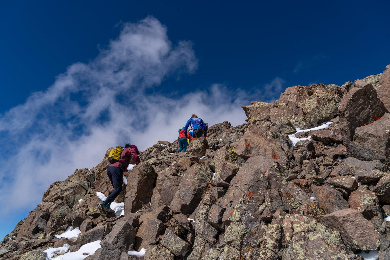 Scrambling to the summit ridge