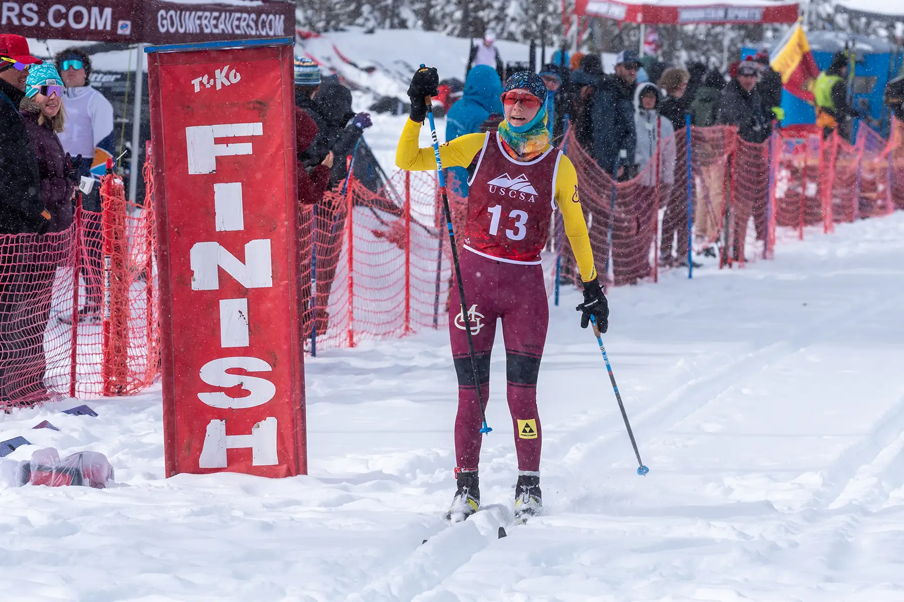 Jayna Boostra winning silver in 15k classic at USCSA National Championships at Mt Bachelor, OR, in 2025.