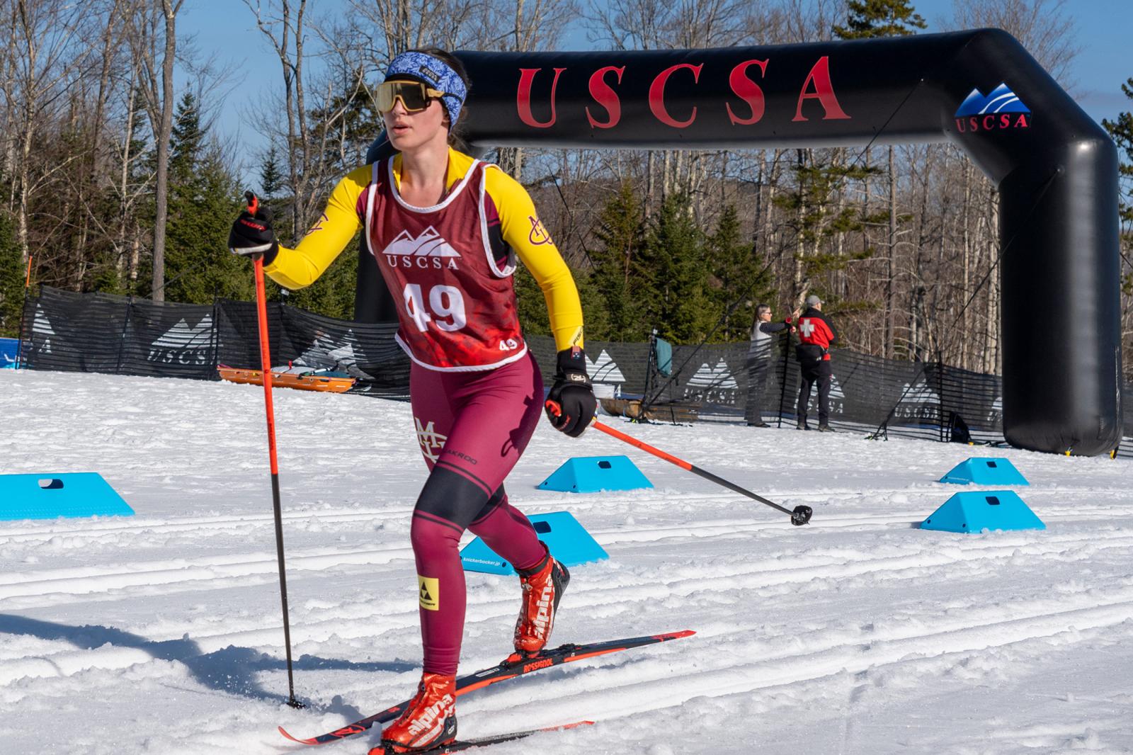 Jane Malouf striding out of the start at Mt. Van Hoevenberg, taking on the 7.5K classic at the USCSA National Championships in Lake Placid.