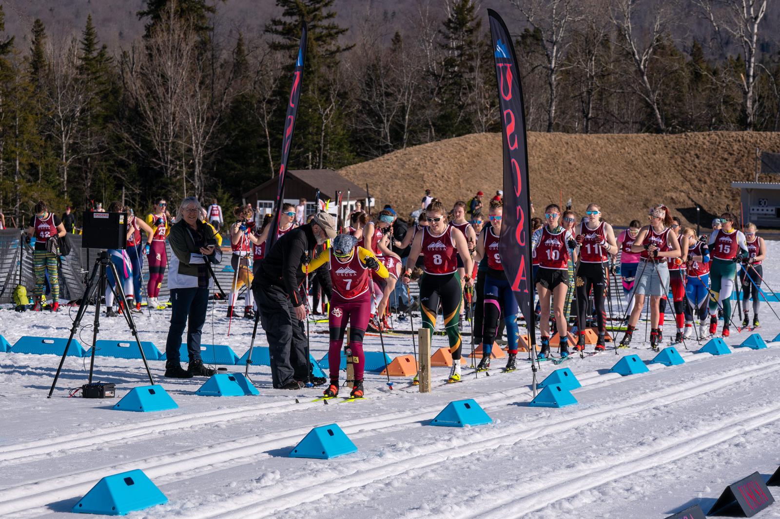 Greta Bochenek launches off the start line at Mt. Van Hoevenberg, setting the tone early in the 7.5K classic on her way to a national title at the USCSA Championships.
