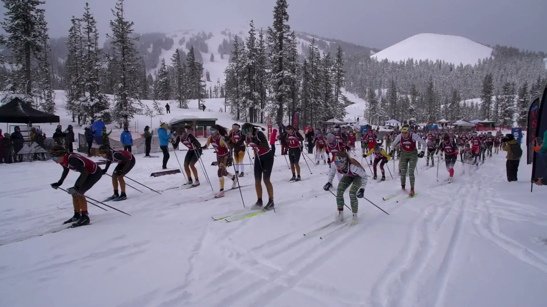 CMU Cross Country Ski team in a classi ski race